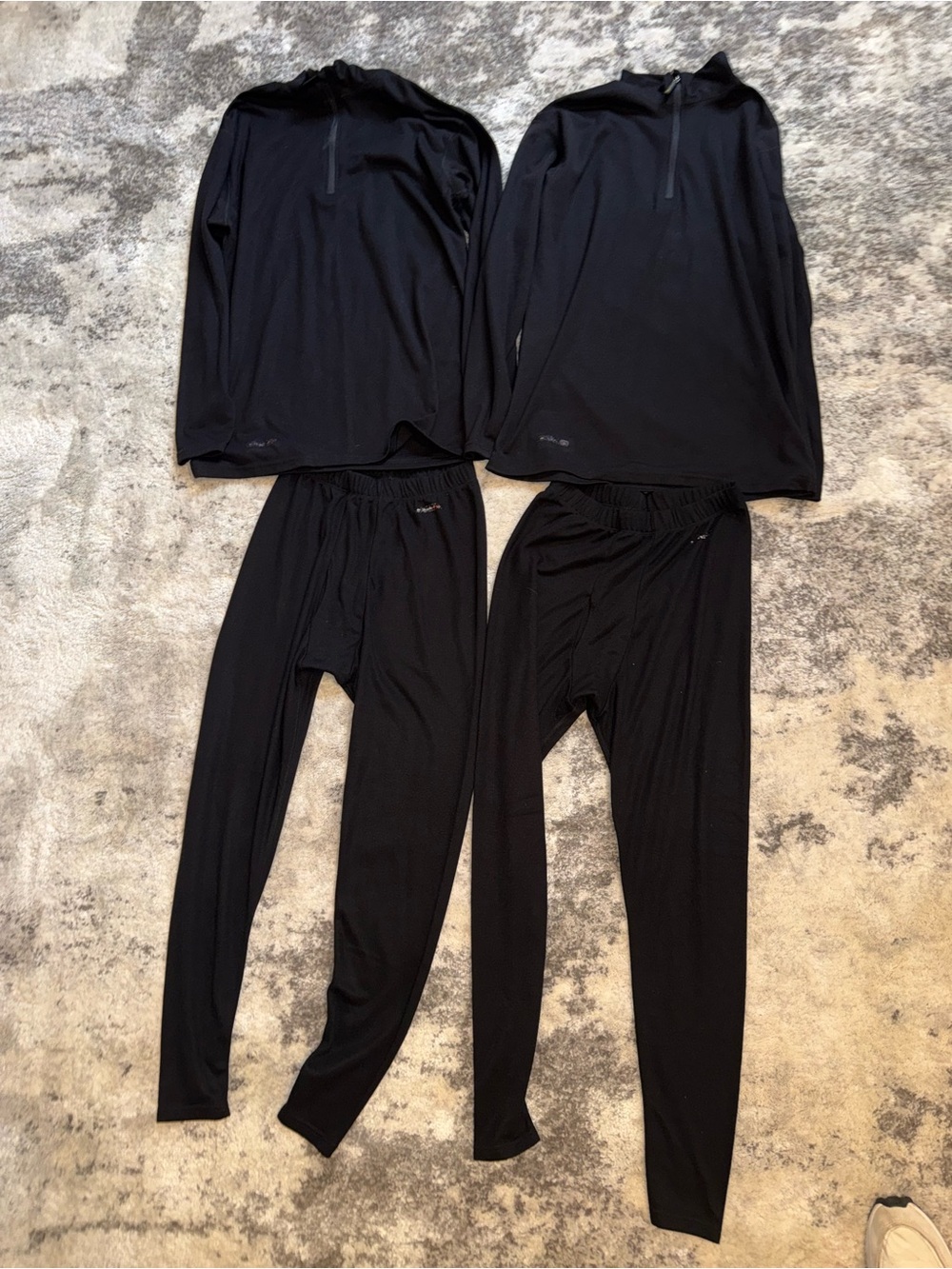 Men's Black Thermal Base Layer Set - Long Sleeve Top & Bottom
